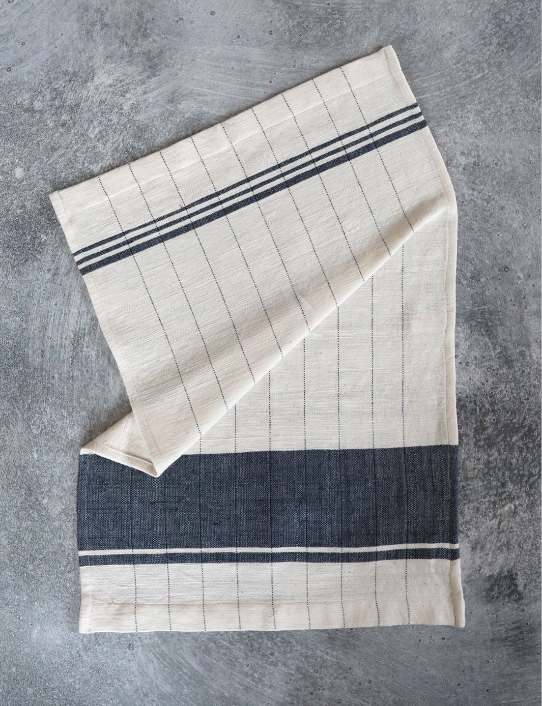 Navy Pinstripe Ethiopian Cotton Kitchen Towel