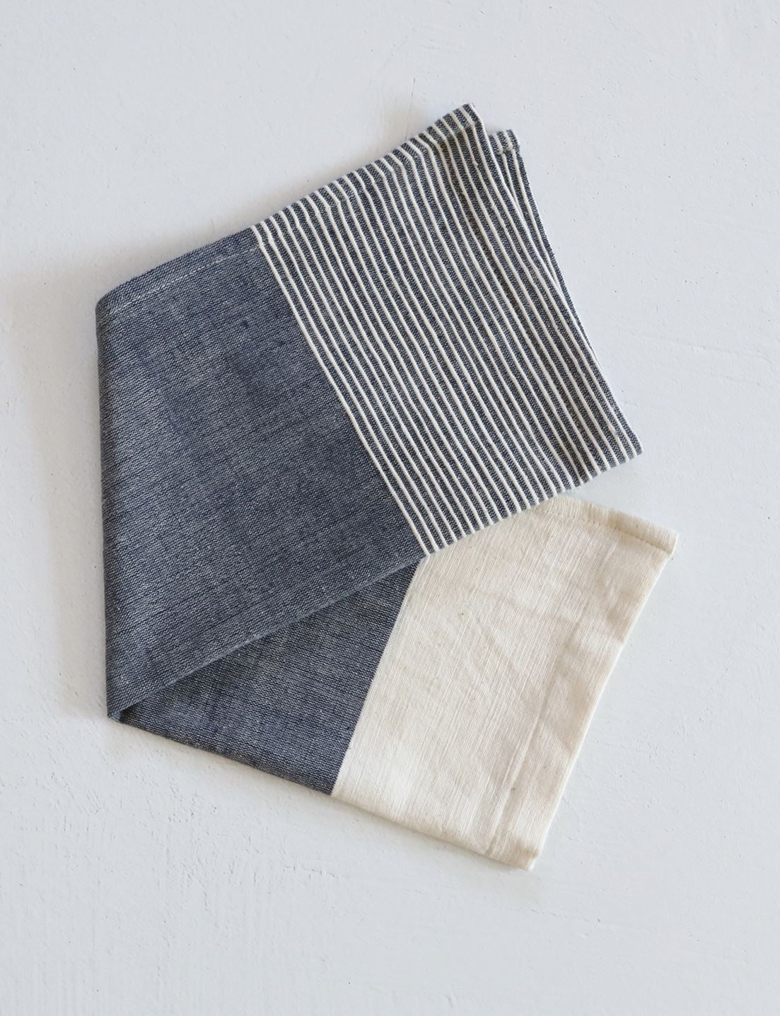 Navy Ethiopian Cotton Kitchen Towel, Color Block