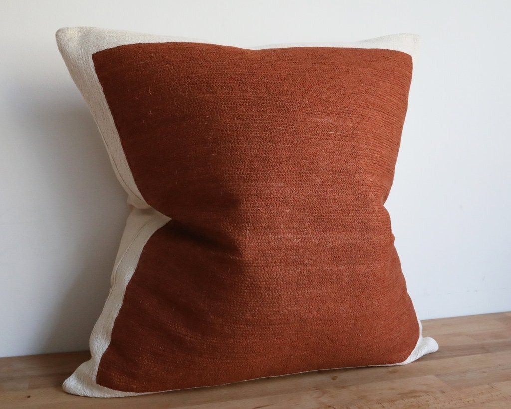 Essex, Rust-Colored Throw Pillow Cover