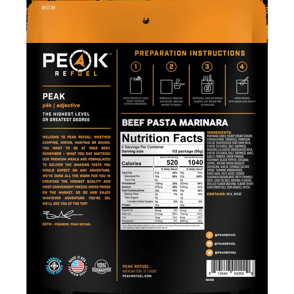 Beef Pasta Marinara (2 Servings)