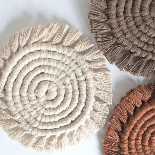 Macrame Coaster Set, Assorted Colors