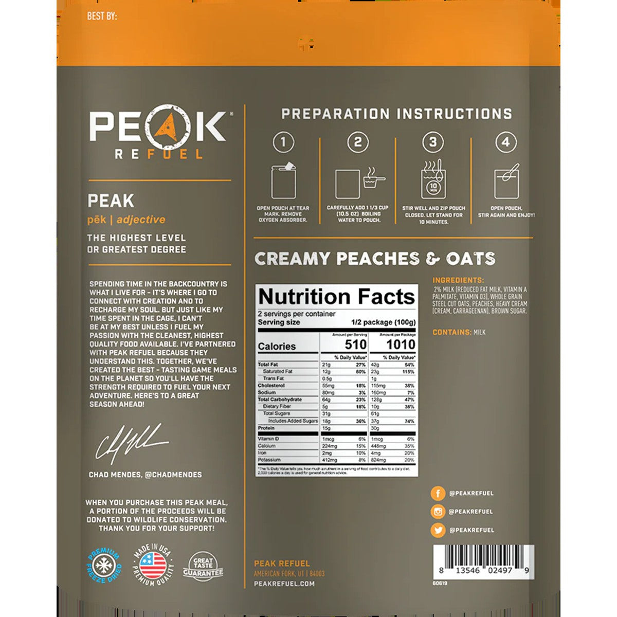Creamy Peaches and Oats (2 Servings)