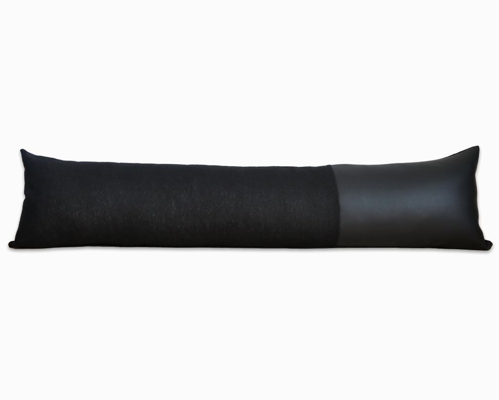 Indi, Linen + Faux Leather, Long Lumbar
