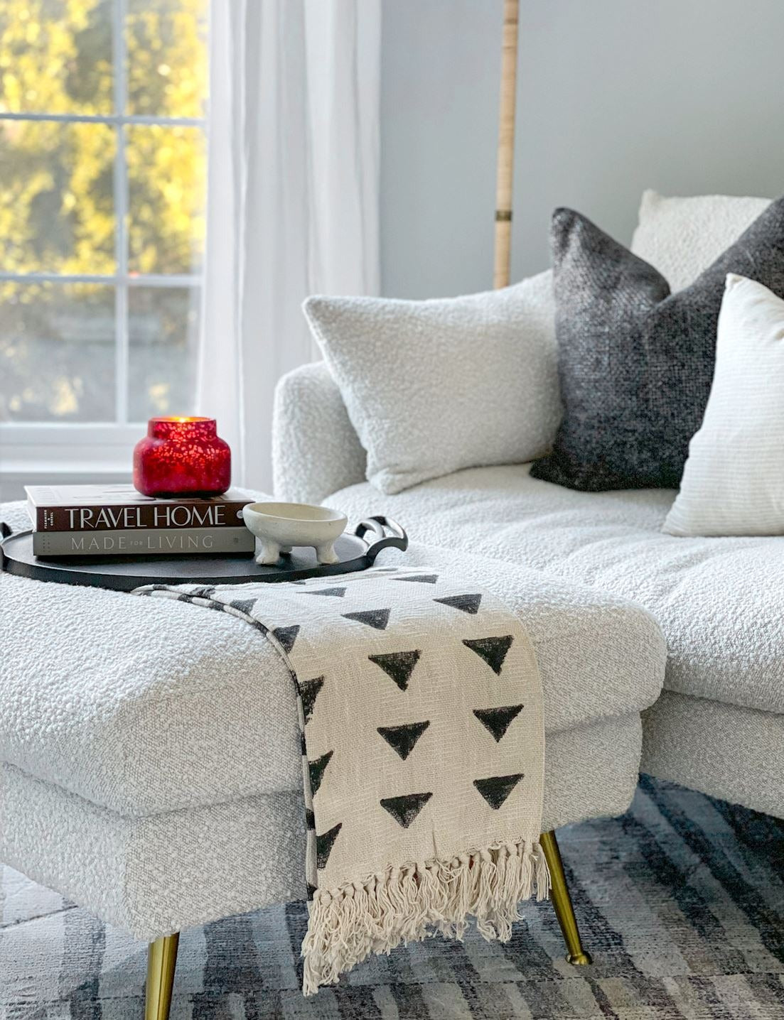 Nia, Block Printed Throw Blanket