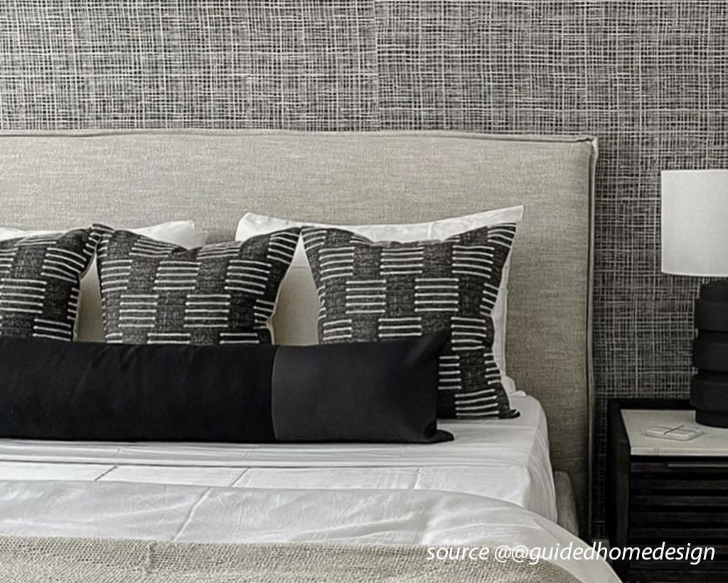 Indi, Linen + Faux Leather, Long Lumbar