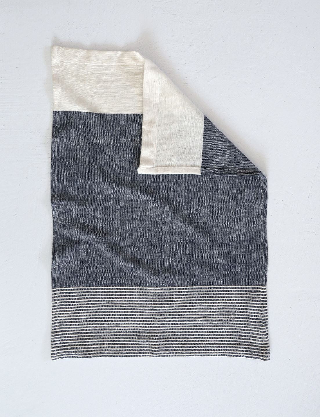 Navy Ethiopian Cotton Kitchen Towel, Color Block