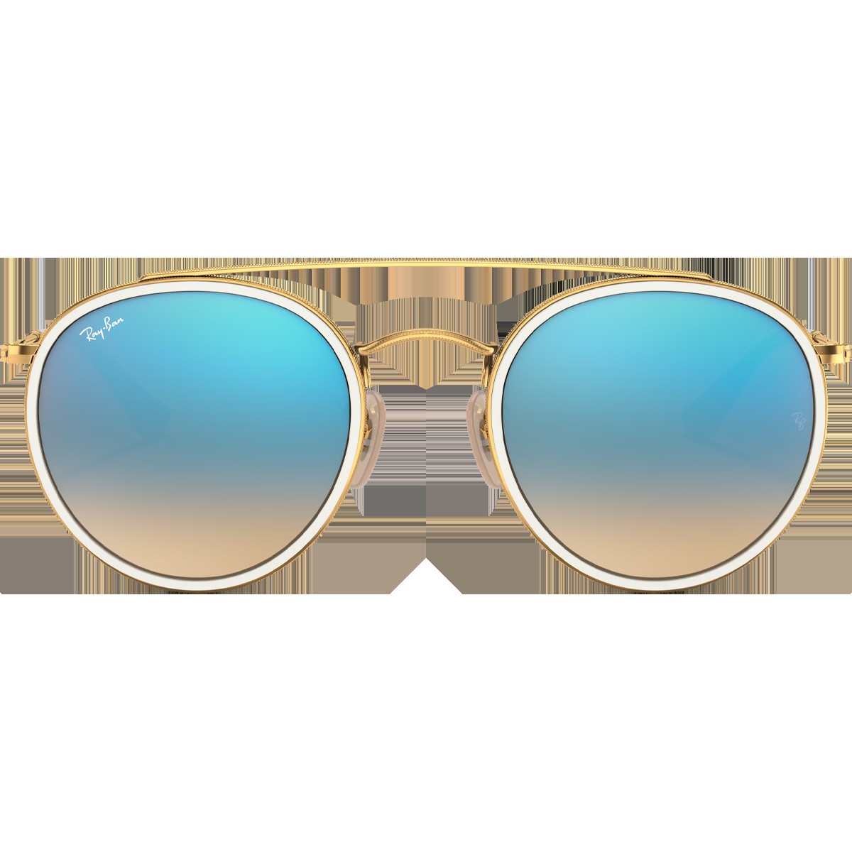Round Double Bridge - Polished Gold/Blue Flash