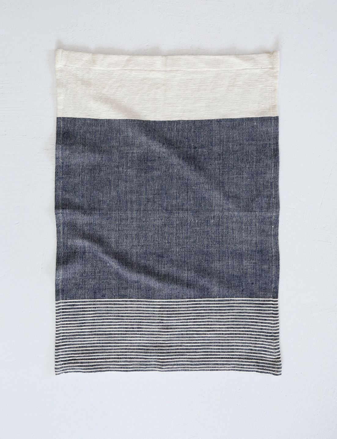 Navy Ethiopian Cotton Kitchen Towel, Color Block