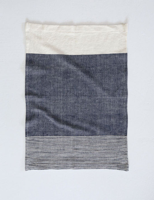 Navy Ethiopian Cotton Kitchen Towel, Color Block