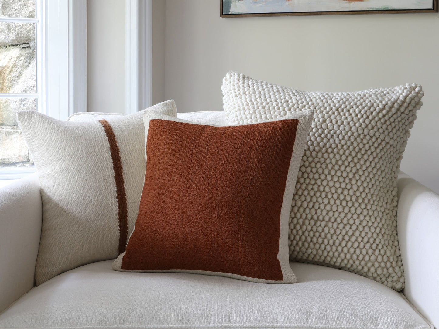 Essex, Rust-Colored Throw Pillow Cover