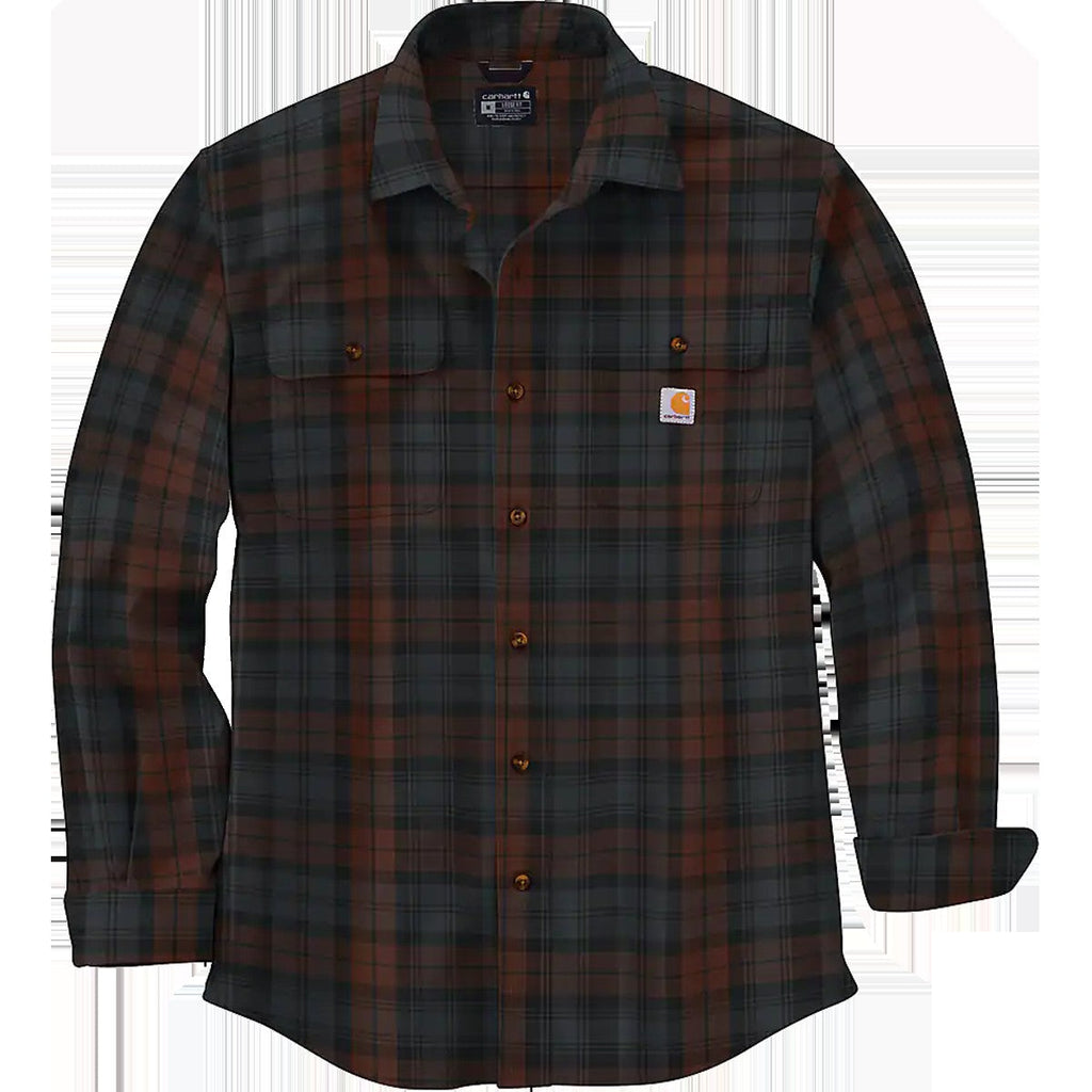 Men's Loose Fit Heavyweight Flannel Long-Sleeve Plaid Shirt