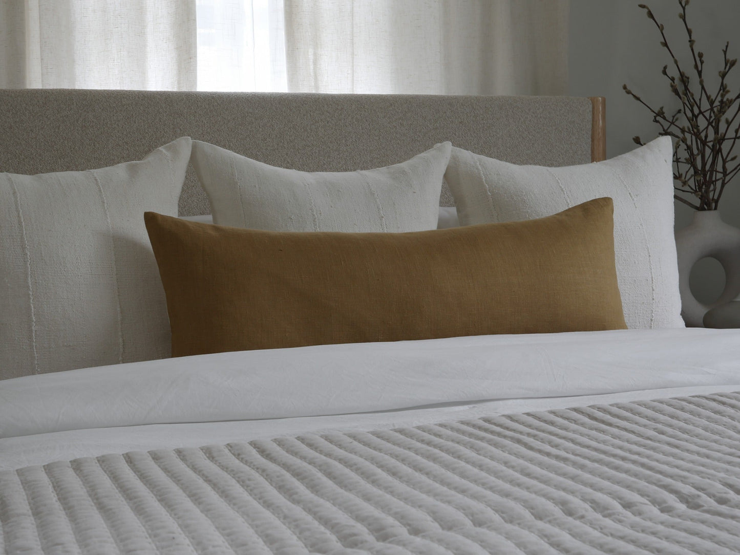 Isla, Ochre Linen, Long Lumbar