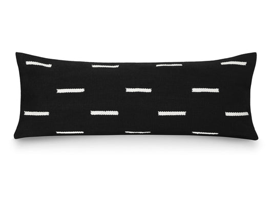 Nina, Black and Ivory, Large Lumbar Pillow