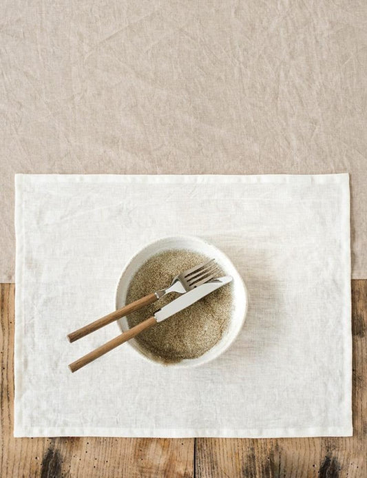 Ivory Linen Placemat Set of 2, 14"x18"