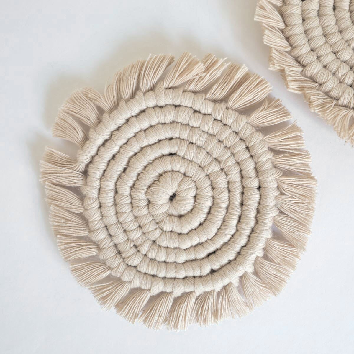 Macrame Coaster Set, Assorted Colors