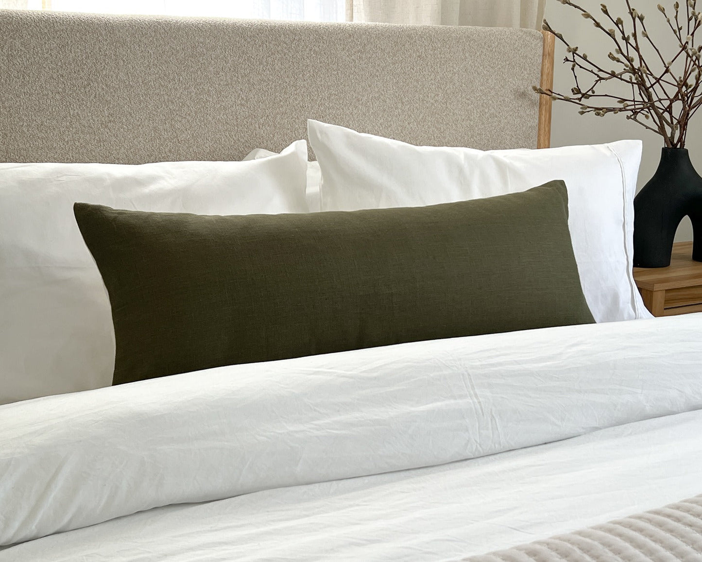 Isla, Moss Linen, Long Lumbar